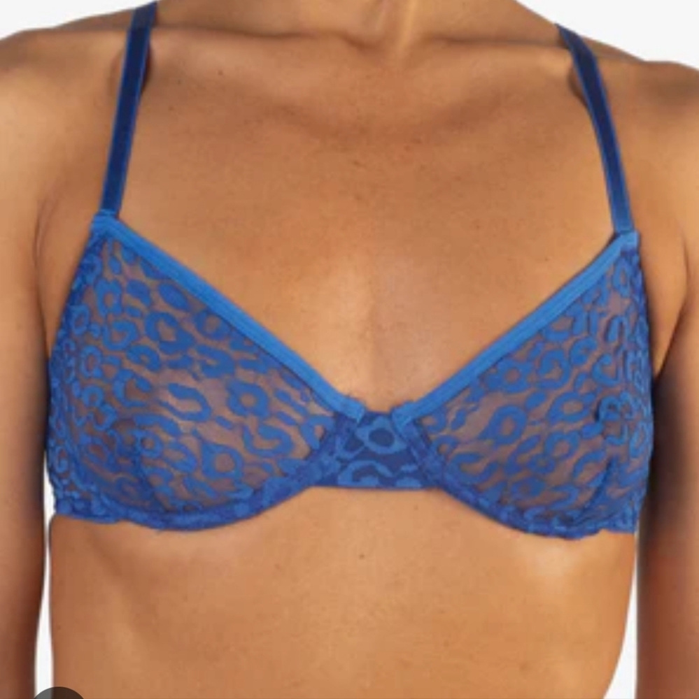 Cobalt Leopard Lace Underwire Bra